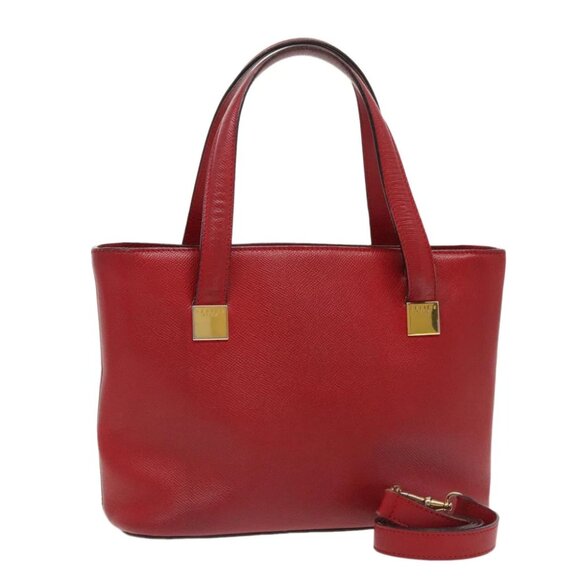 CELINE Hand Bag Leather 2way Red Gold - Picture 1 of 16